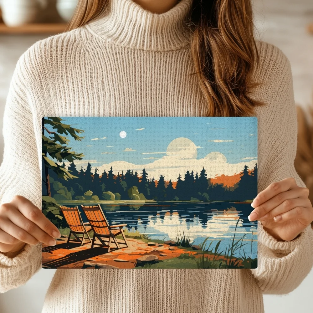 Scenic Lake View Glass Cutting Board Size 11 X 8